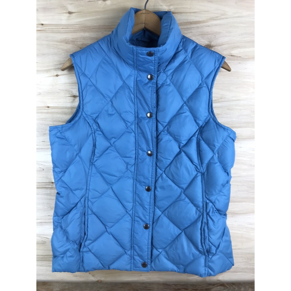 Lands End Vest Womens Small Lt Blue Full Zip Down Feather Outdoor Puffer Jacket